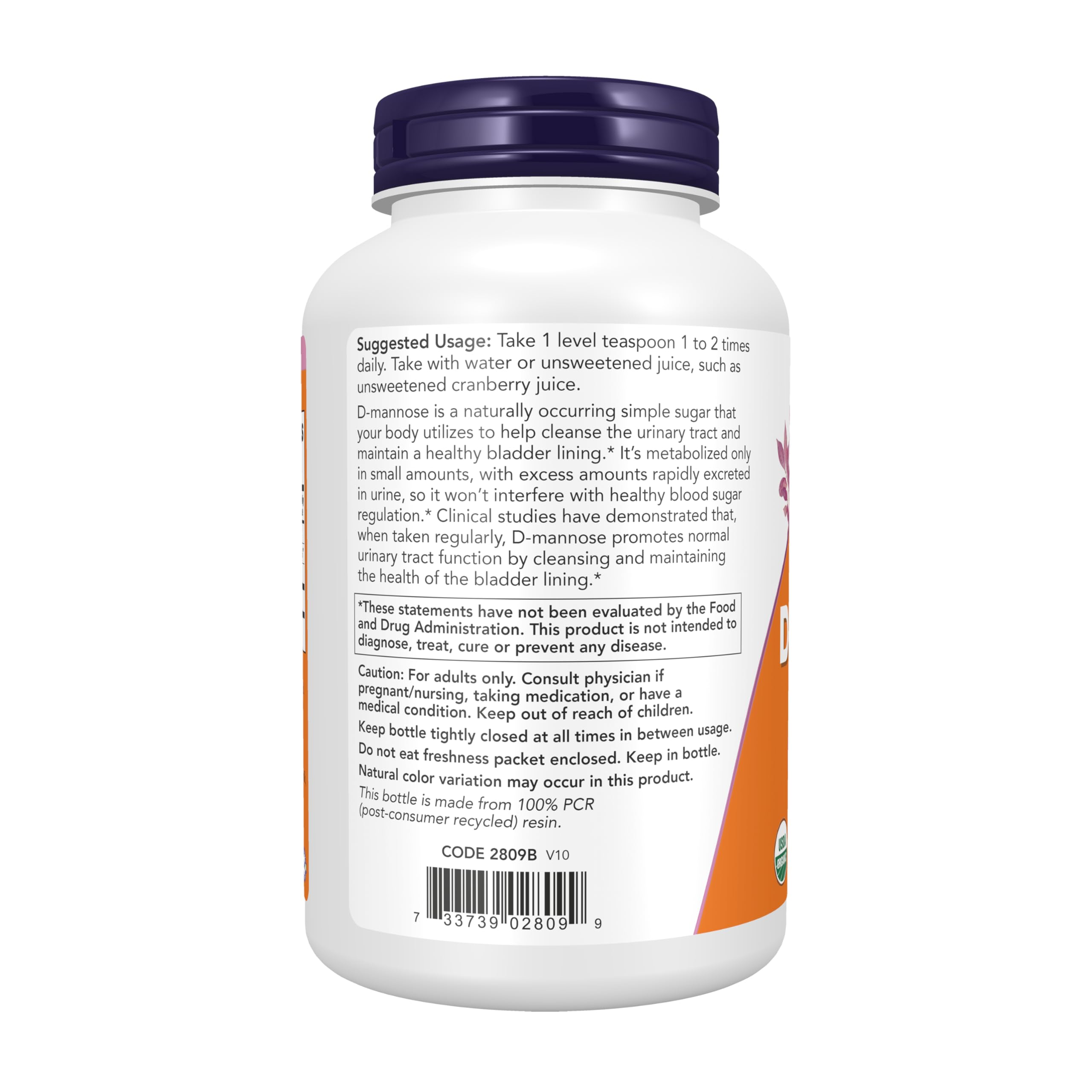 NOW Foods D-Mannose powder being poured for daily dosing