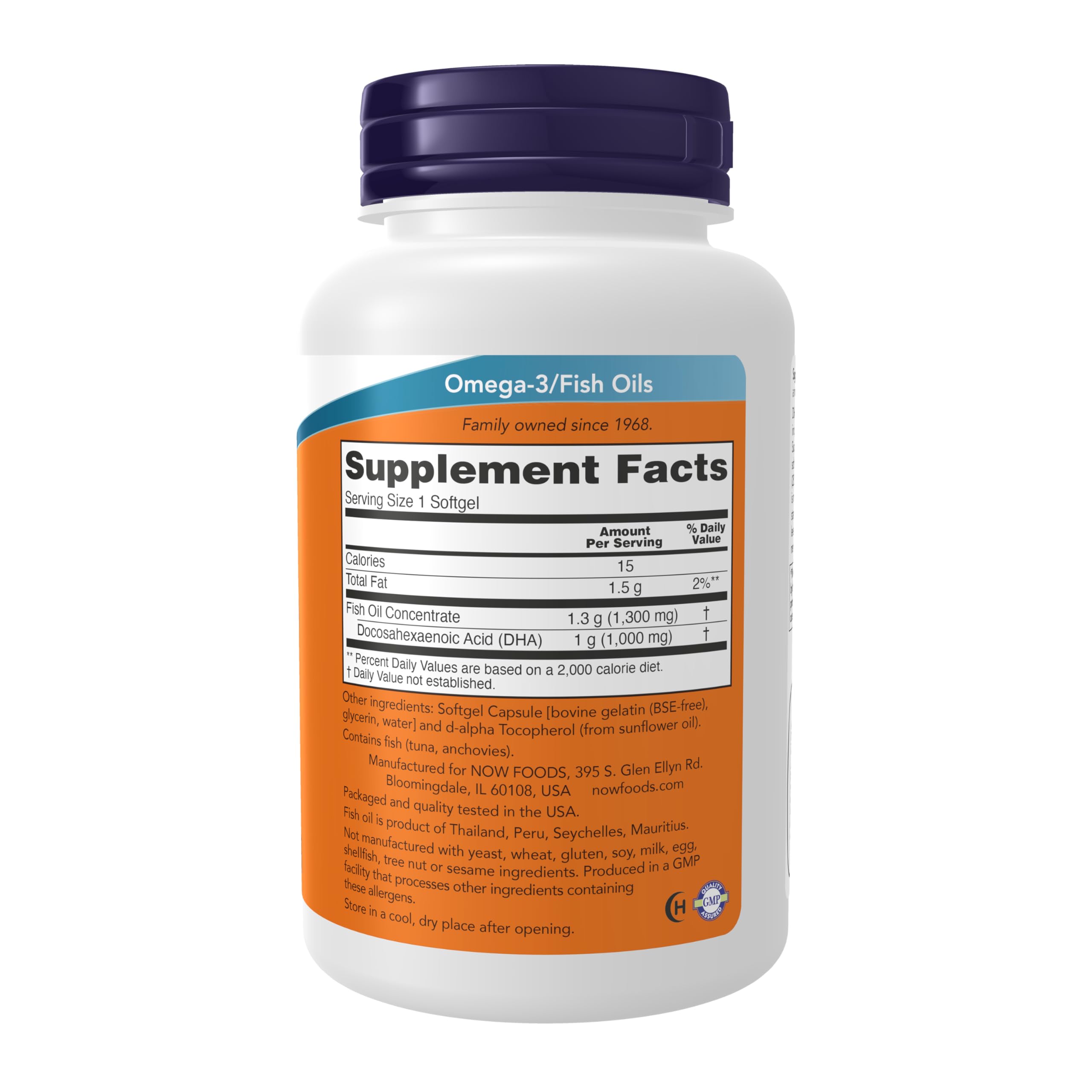 NOW Foods DHA-1000 softgel closeup highlighting extra strength DHA for cognitive function.