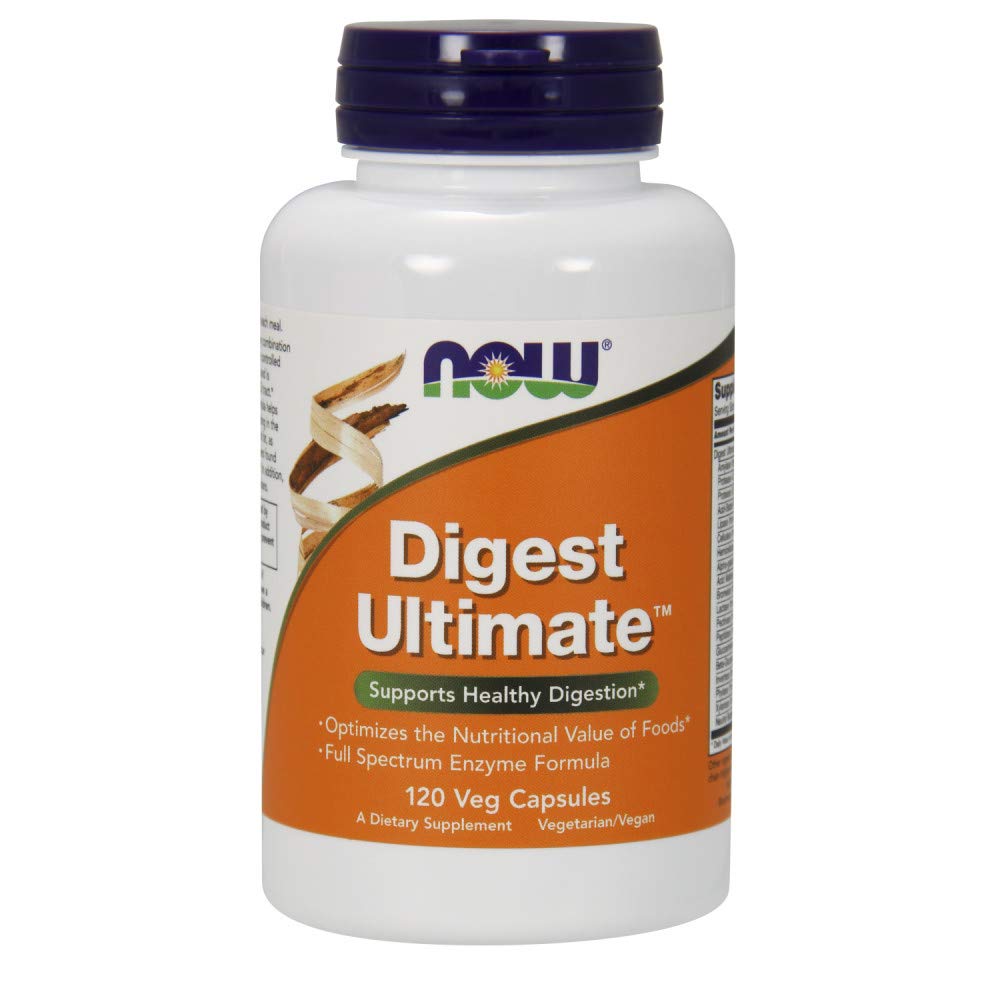NOW Foods Digest Ultimate bottle displaying label for daily digestion support.