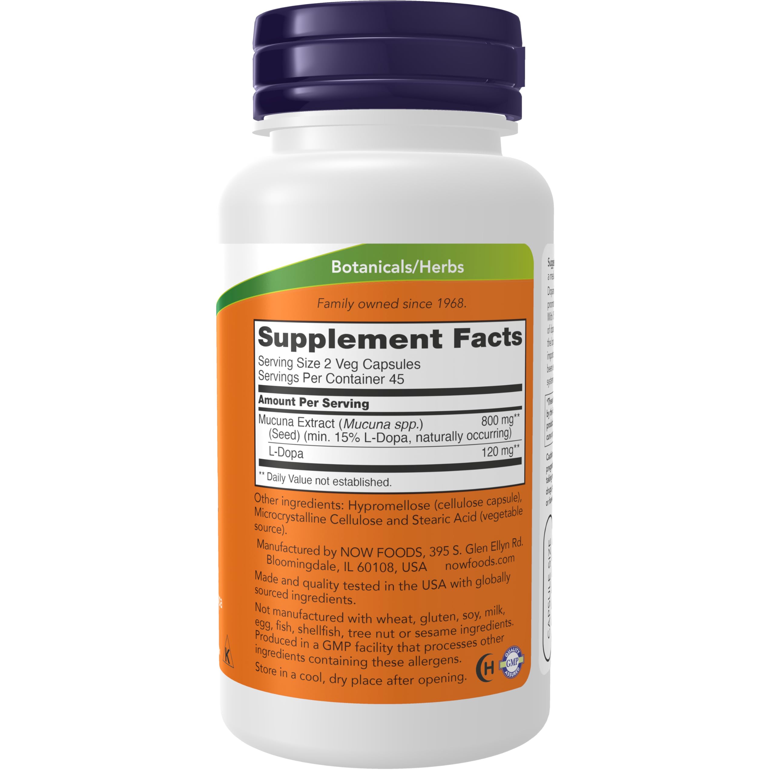 NOW Foods DOPA Mucuna capsules ready to take for wellness