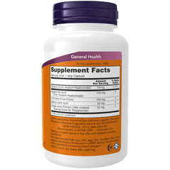NOW Foods double-strength hyaluronic acid capsules close-up shows higher HA content for joints