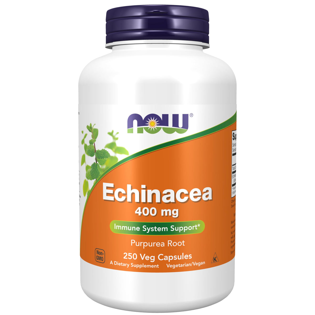 NOW Foods Echinacea Purpurea Root bottle displayed for immune support and daily wellness.
