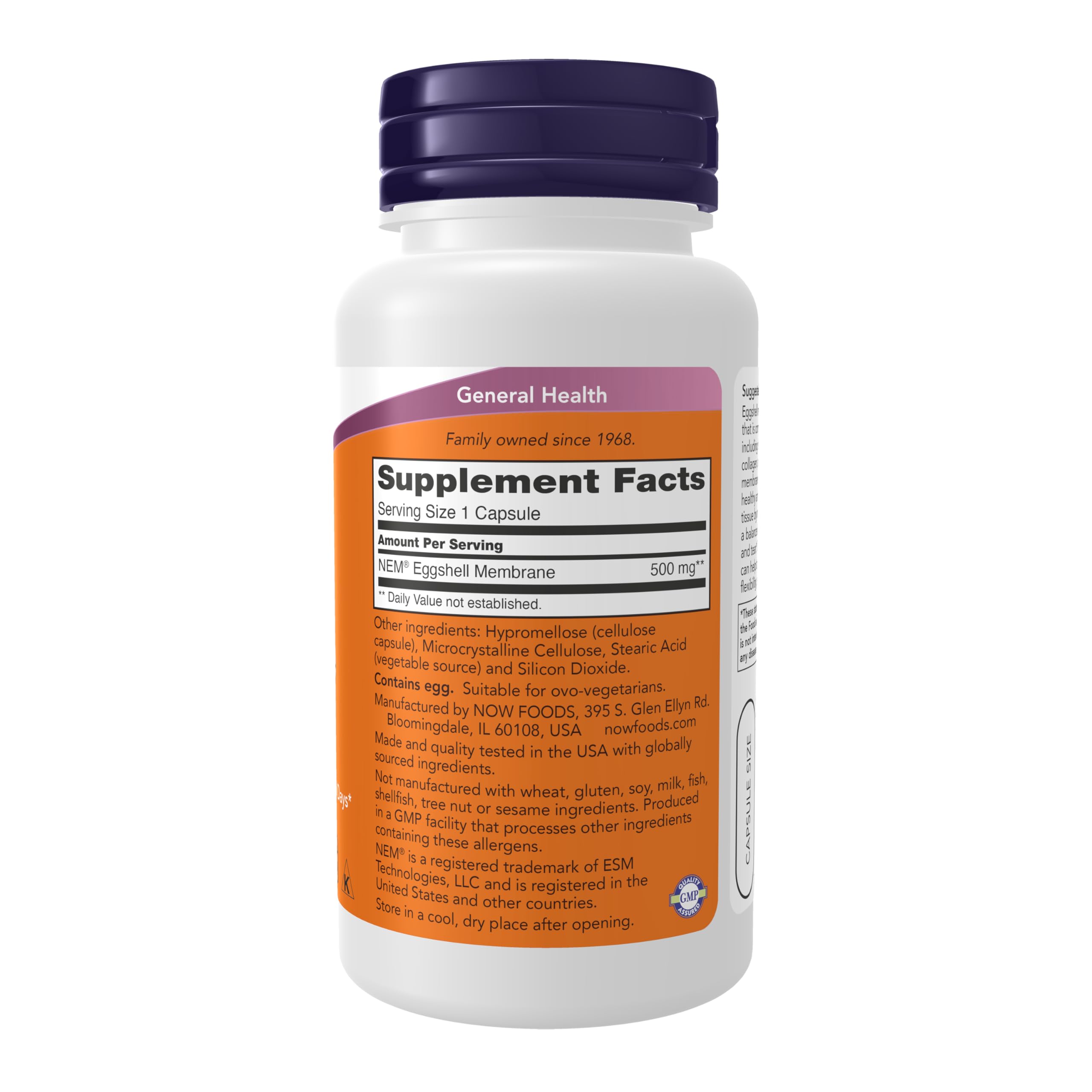 NOW Foods Eggshell Membrane capsules shown for potential joint mobility benefits