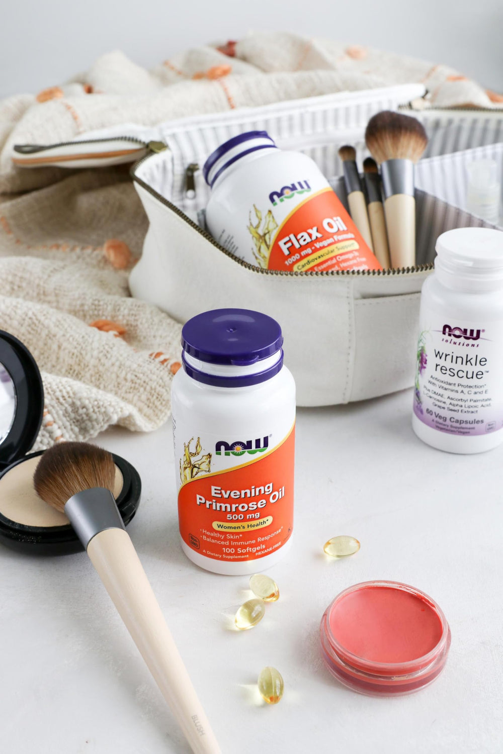 NOW Foods Evening Primrose Oil packaging showing 100 softgels count.