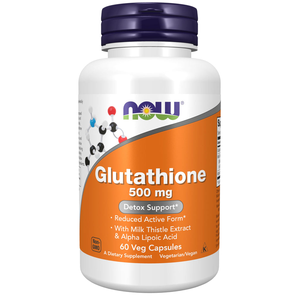 NOW Foods Glutathione 500mg veggie capsules for antioxidant support and detoxification