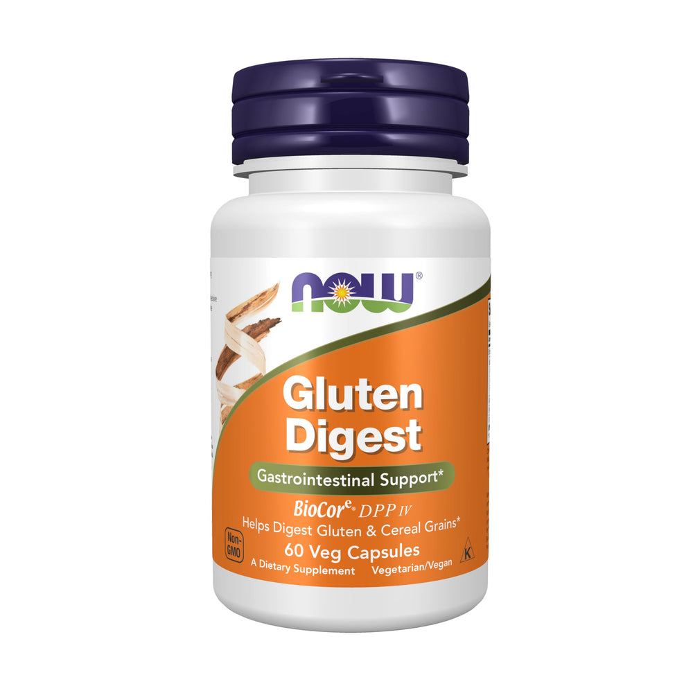 NOW Foods Gluten Digest bottle front showing enzyme blend for cereal digestion