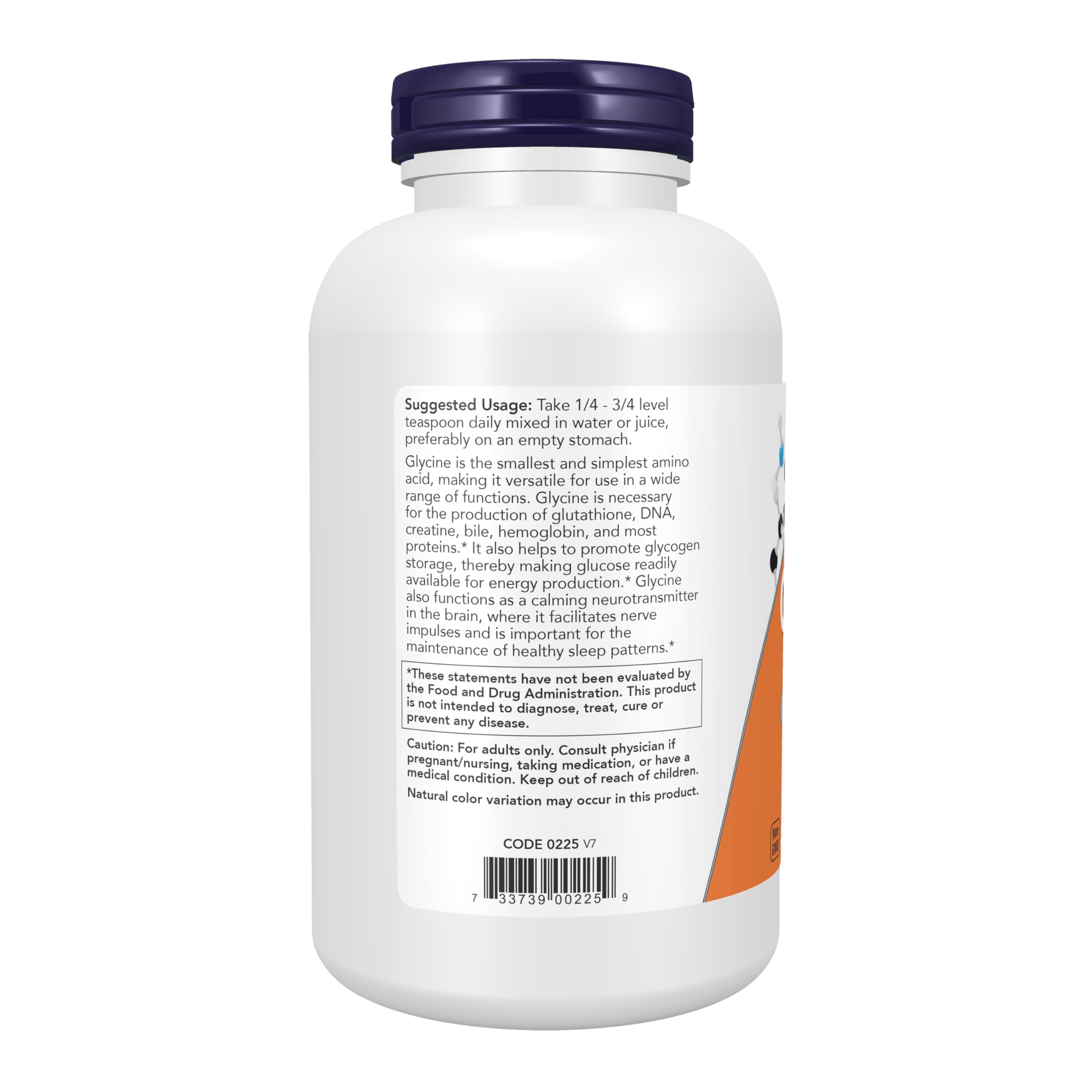 NOW Foods glycine powder with scoop for daily use