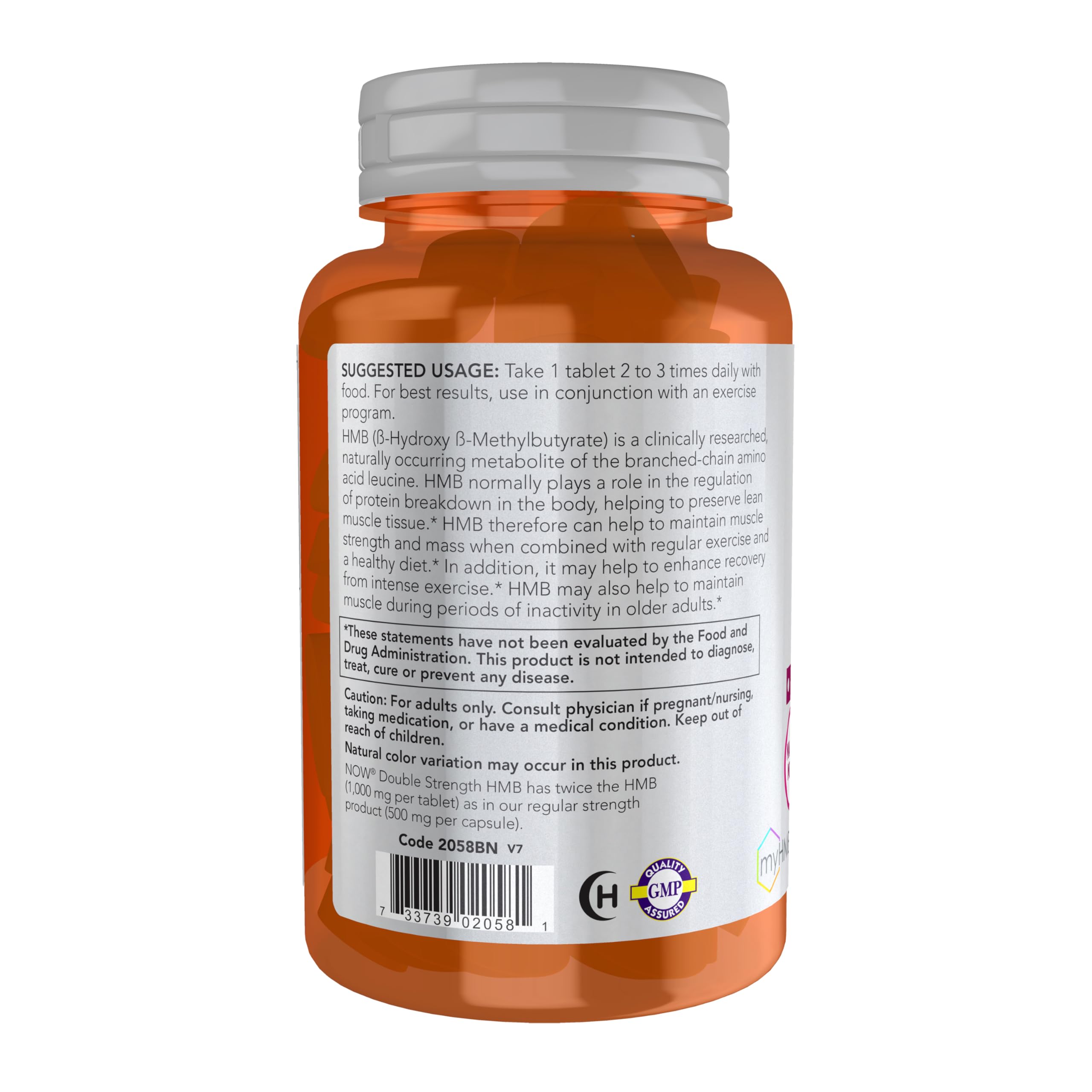 NOW Foods HMB 1000mg tablets pour demonstrates easy pre- or post-workout use.