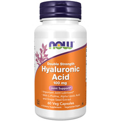 NOW Foods Hyaluronic Acid 100 mg bottle front view for joint support