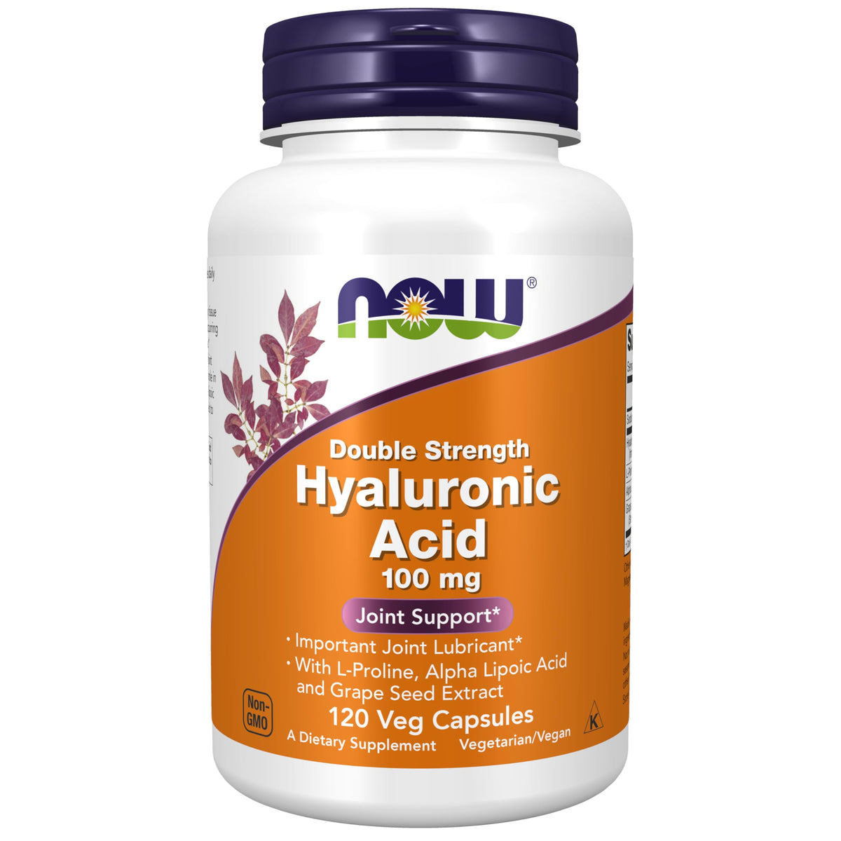 NOW Foods Hyaluronic Acid 100 mg bottle indicating joint lubrication potential