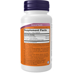 NOW Foods i3c capsules showing 200 mg dosage and flax lignan extract