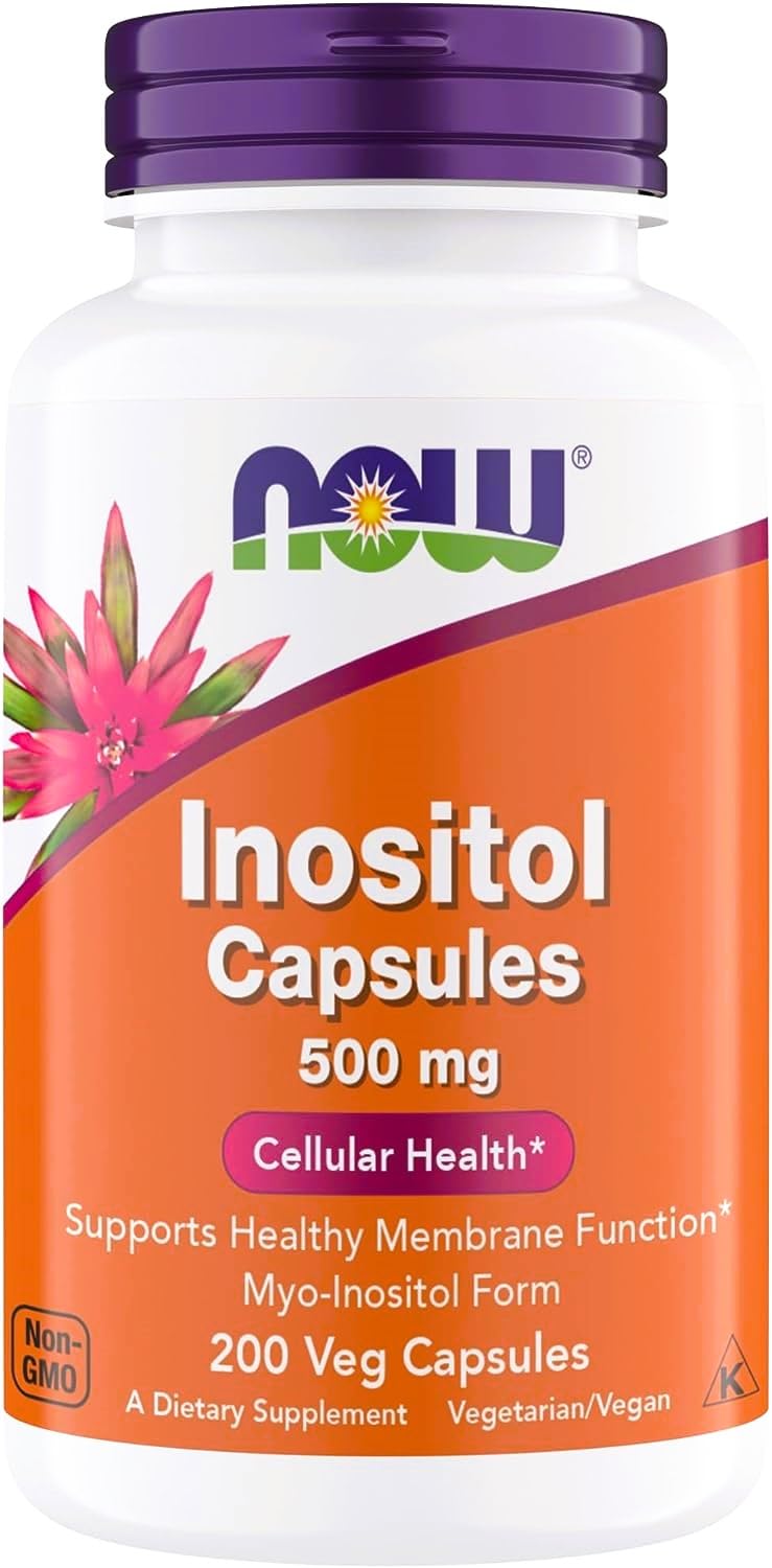 NOW Foods Inositol 500 mg bottle front for cellular health and balance.