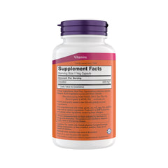 NOW Foods Inositol 500 mg bottle label close-up showing ingredients and GMP quality.