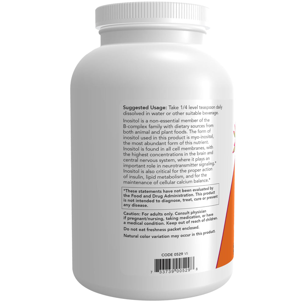 Scoop of NOW Foods Inositol Powder ready for daily use