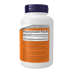 NOW Foods L-Arginine 1000 mg label closeup, hints at purity and quality.
