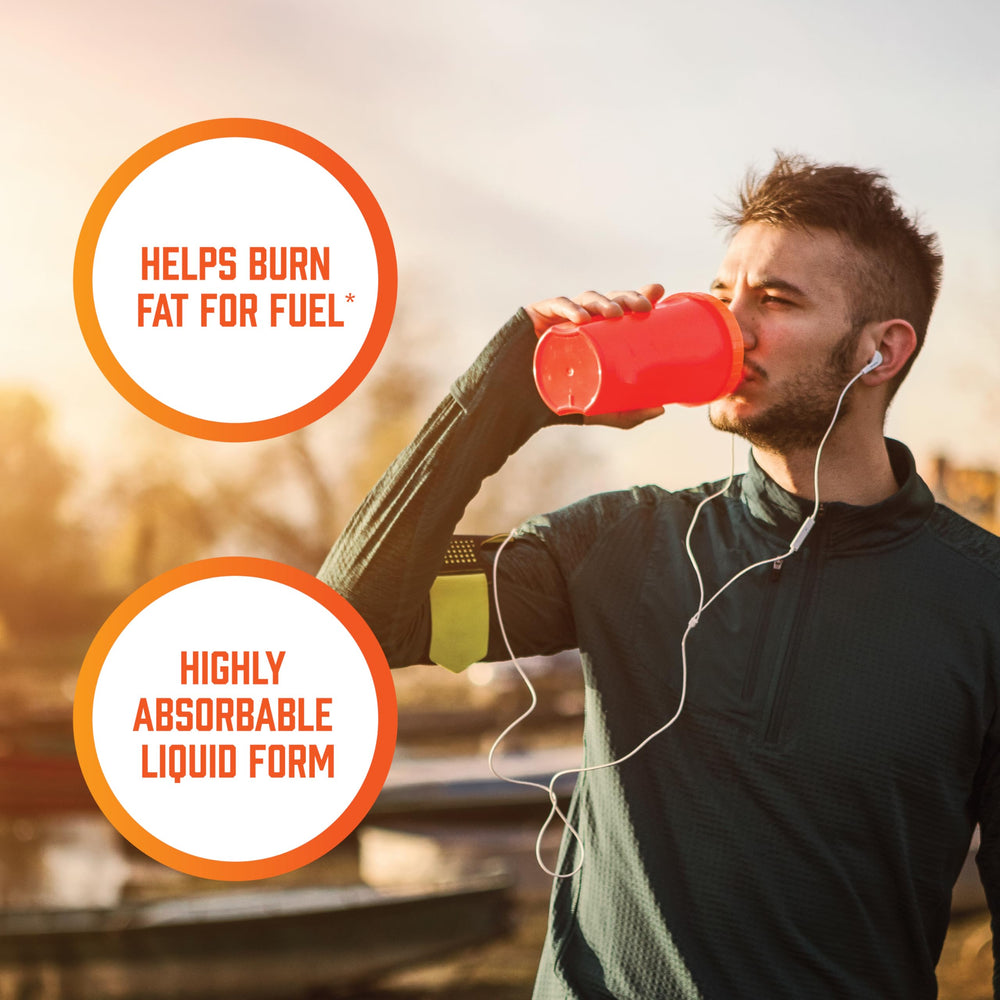 NOW Foods L-Carnitine Liquid beside gym gear for workout support.