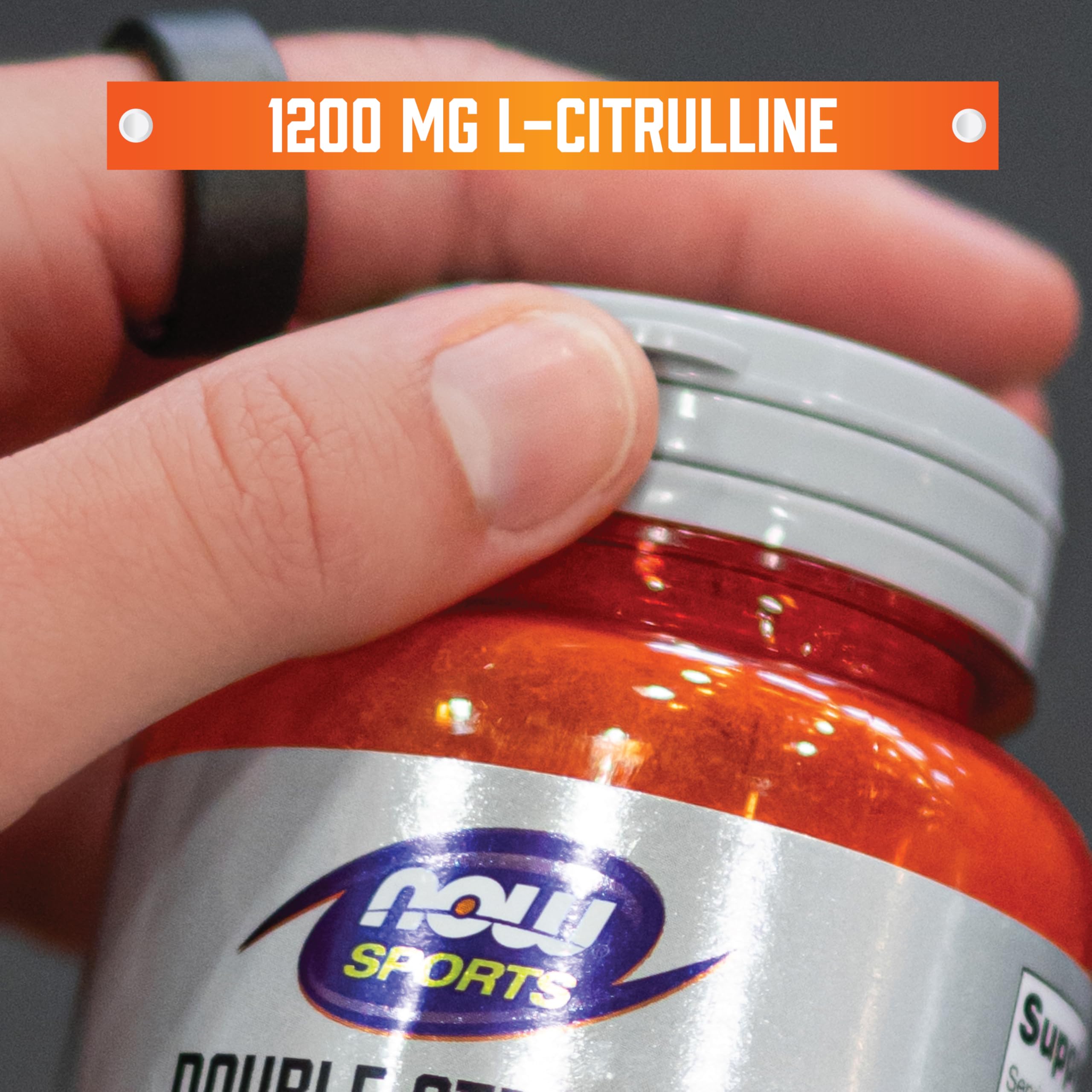 Bottle with water showing convenient daily usage for NOW Foods L-Citrulline