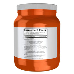 NOW Foods L-Glutamine powder pour illustrates easy pre- or post-workout use