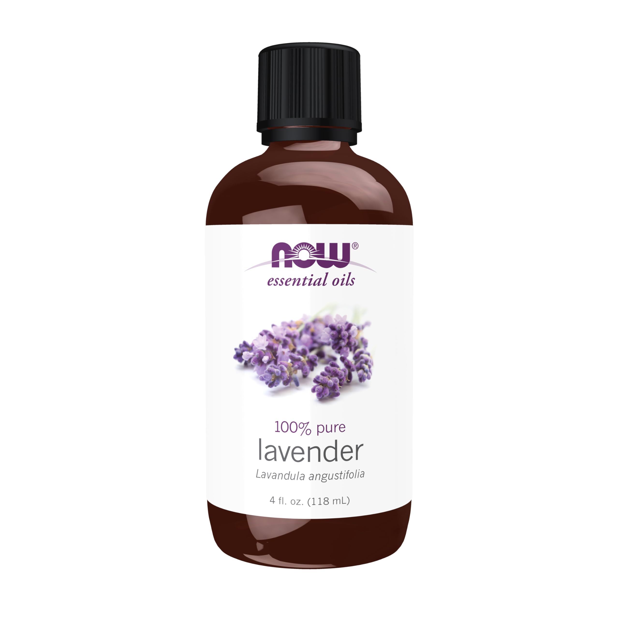 NOW Foods Lavender Oil bottle for diffusion and relaxation.