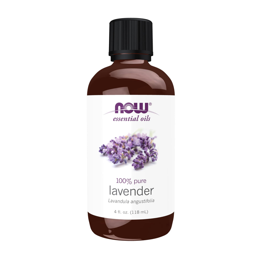 NOW Foods Lavender Oil bottle for diffusion and relaxation.