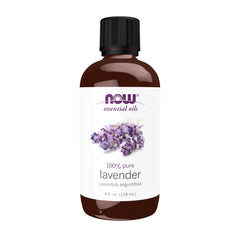 NOW Foods Lavender Oil bottle for diffusion and relaxation.