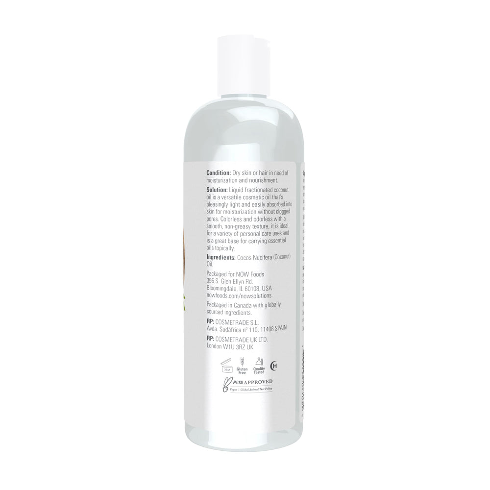 NOW Foods Liquid Coconut Oil absorption close-up highlights quick hydration without heaviness