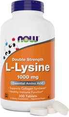 NOW Foods L-Lysine 1000mg tablet bottle—high-strength amino acid support for daily wellness