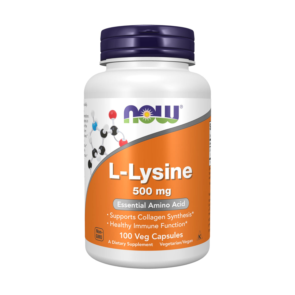 NOW Foods L-Lysine 500 mg bottle for daily amino acid support.
