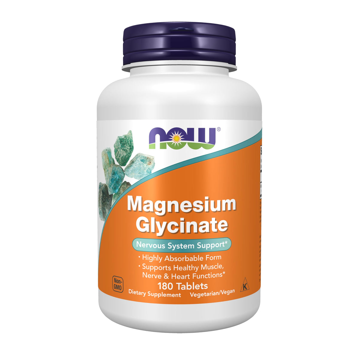 NOW Foods Magnesium Glycinate 100 mg bottle on shelf supports daily muscle and nerve function