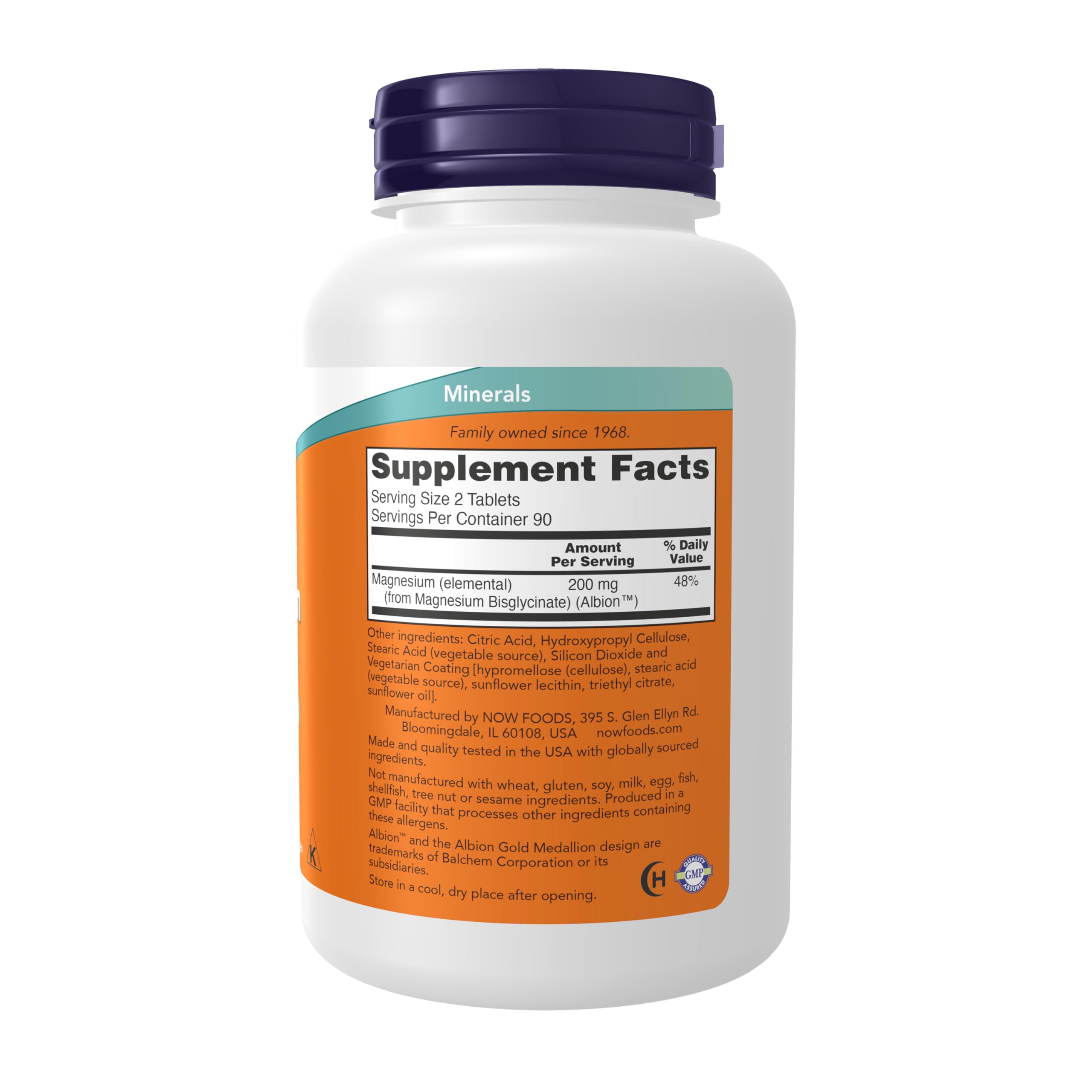 NOW Foods Magnesium Glycinate tablets close-up highlights smooth tablets for easy daily supplementation
