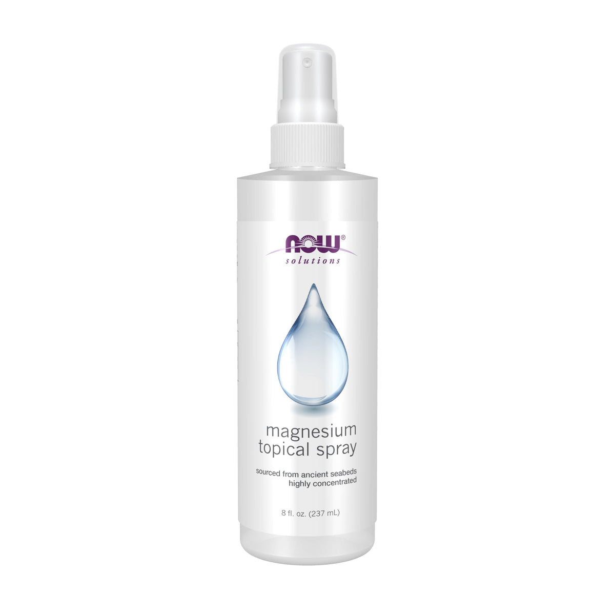 NOW Foods Magnesium Topical Spray bottle close-up for fast absorption.