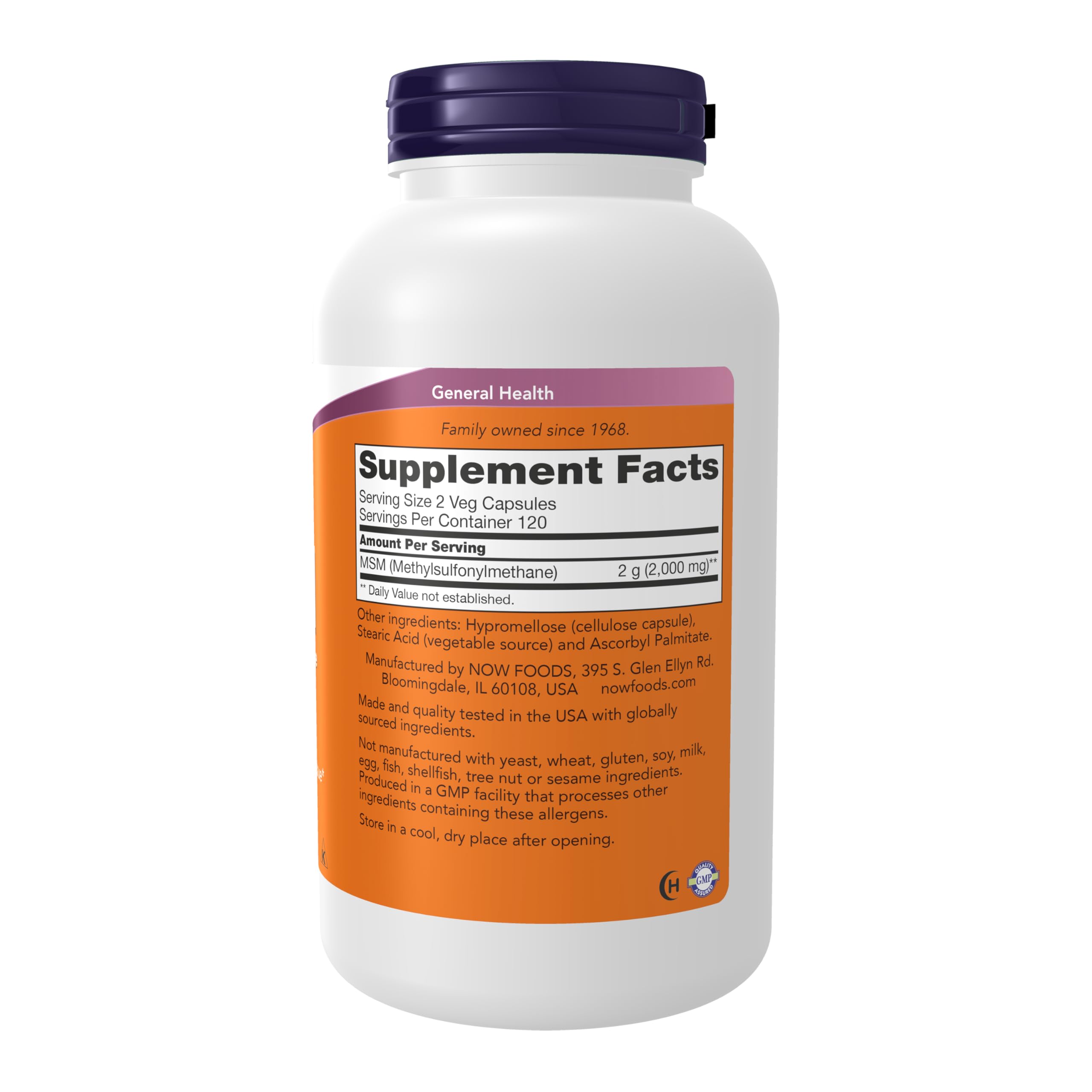 NOW Foods MSM capsules ready for daily use