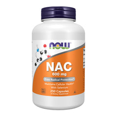 NOW Foods NAC 600 mg bottle front view for daily antioxidant support