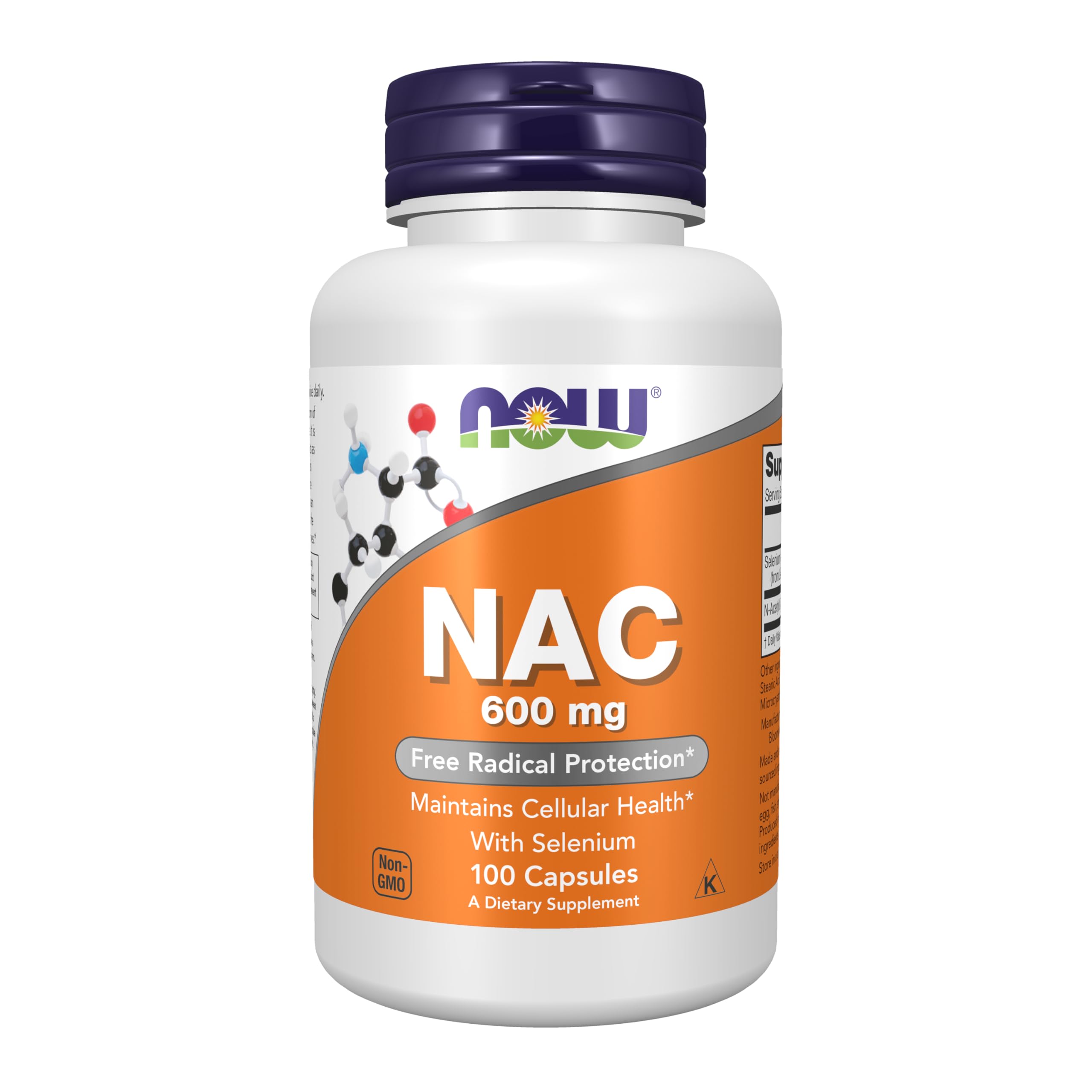 NOW Foods NAC bottle closeup showing capsules for daily antioxidant support