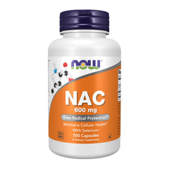 NOW Foods NAC bottle closeup showing capsules for daily antioxidant support