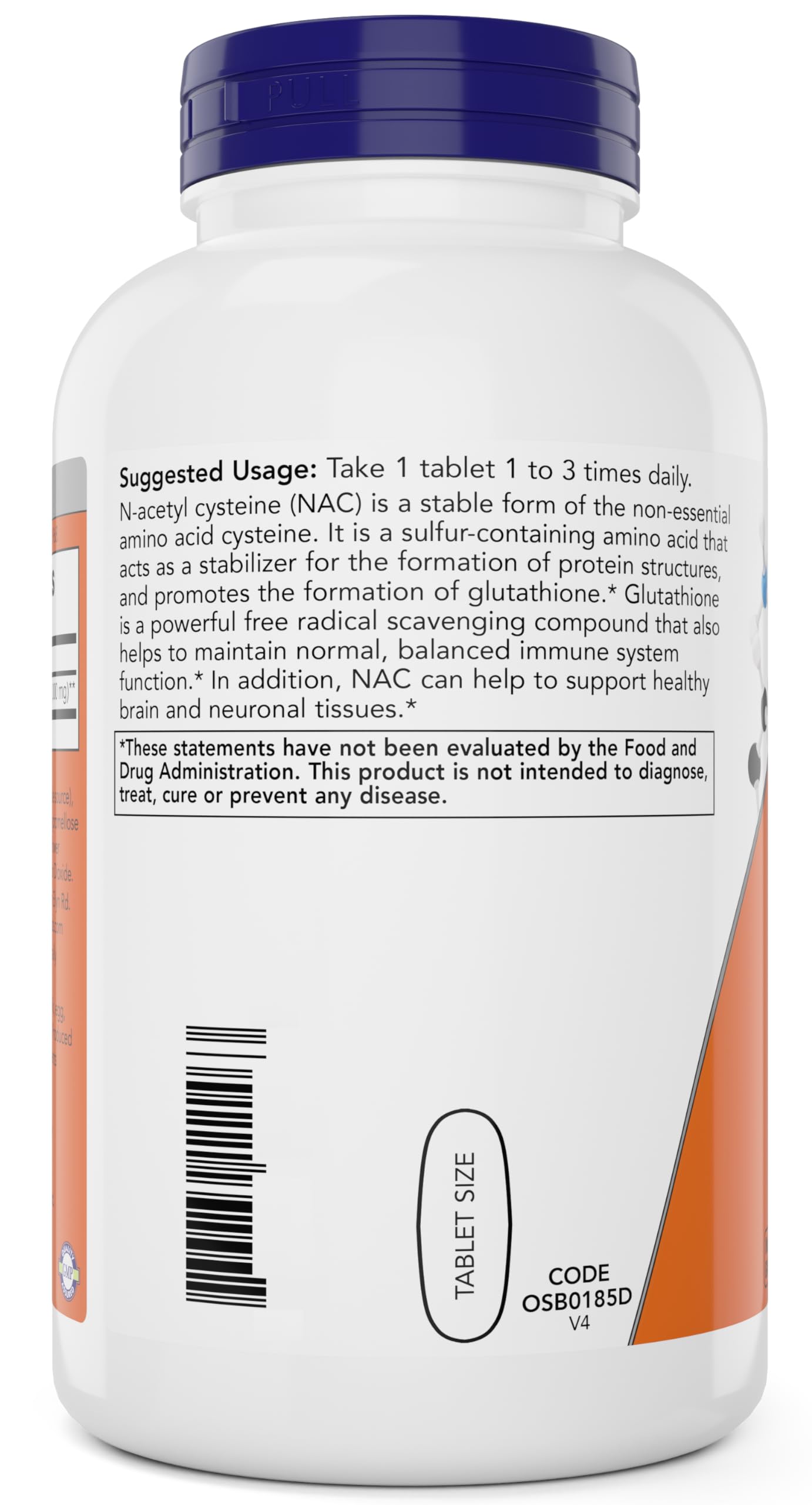 NOW Foods NAC bottle label close-up highlighting vegan and non-GMO features