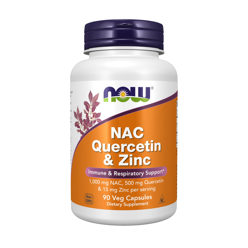 NOW Foods NAC Quercetin Zinc capsules bottle supports immune balance