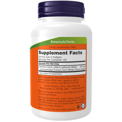 NOW Foods Odorless Garlic softgels being poured for easy dosing
