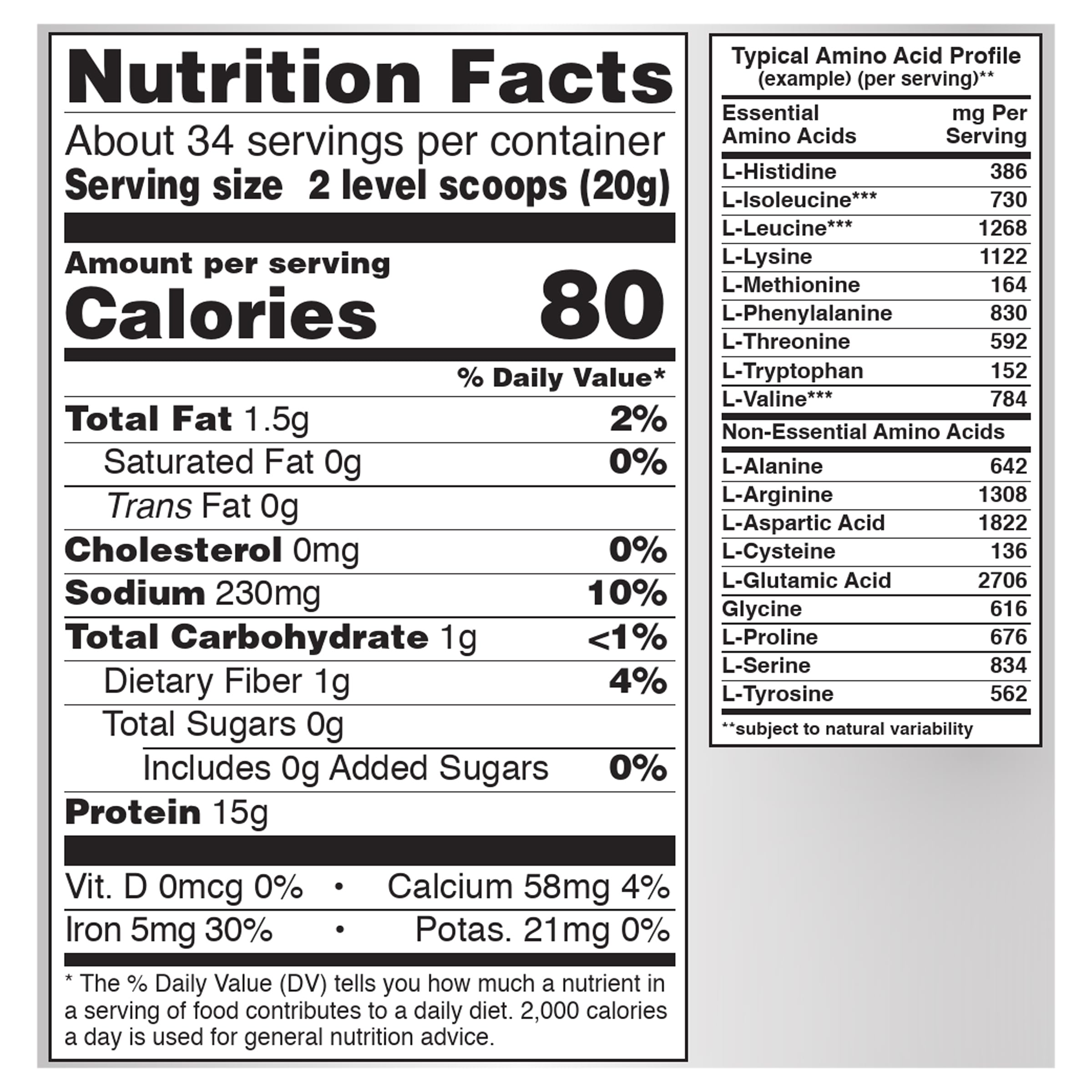 NOW Foods Organic Pea Protein ingredients highlight clean, plant-based sourcing and non-GMO origins