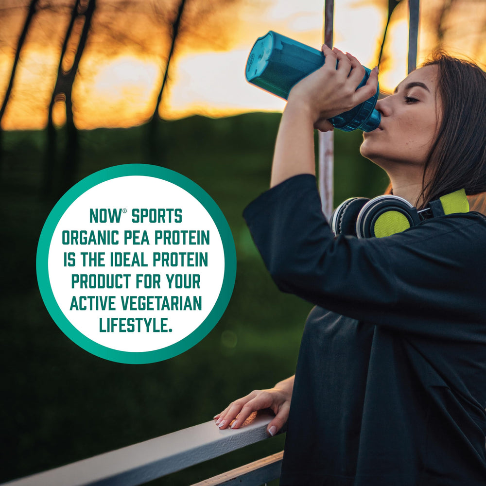 NOW Foods pea protein being measured during prep emphasizes precise dosing