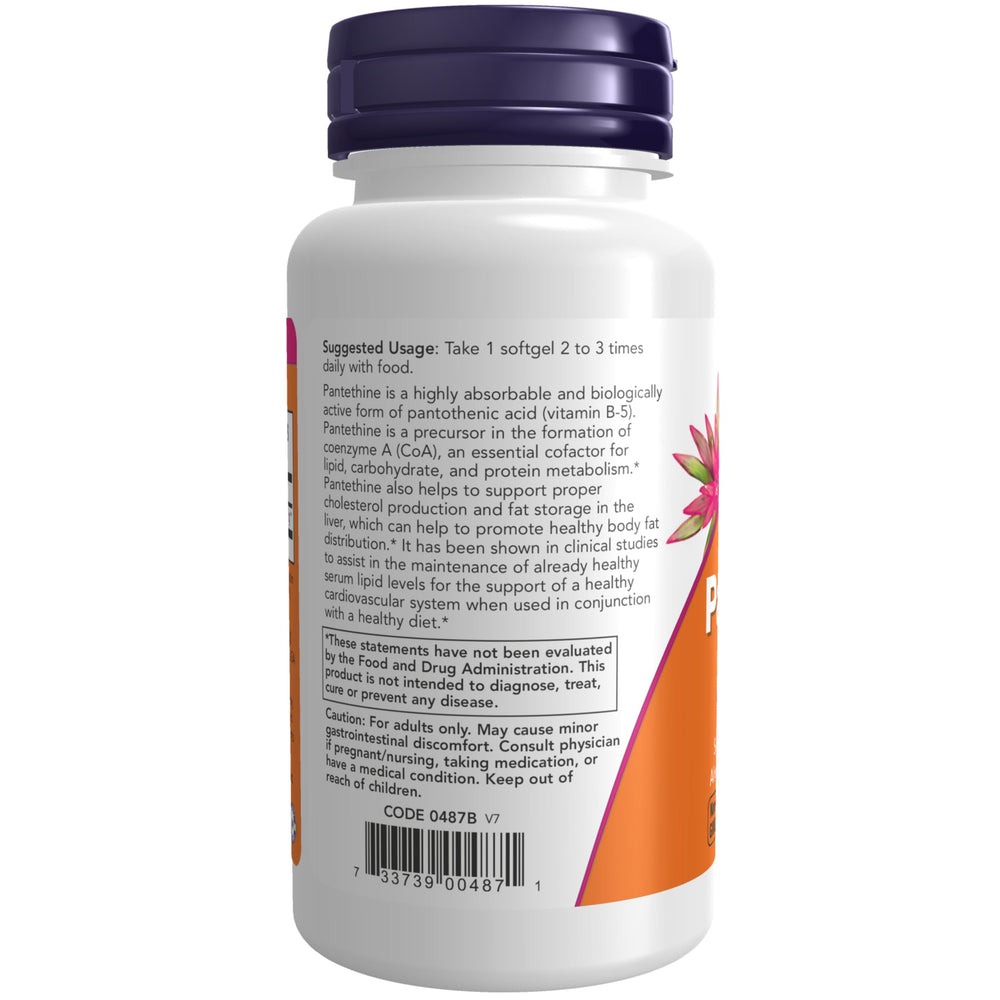 NOW Foods Pantethine 300 mg softgels close-up for easy daily supplementation