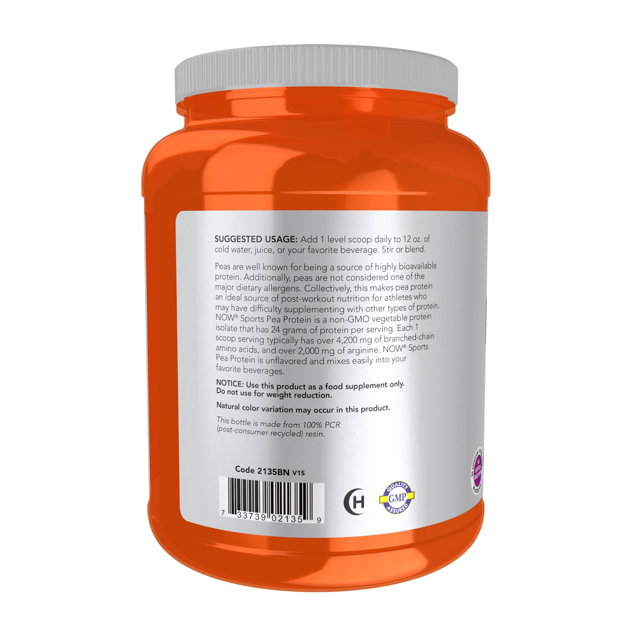 NOW Foods Pea Protein shake in glass highlights easy mixing into beverages.