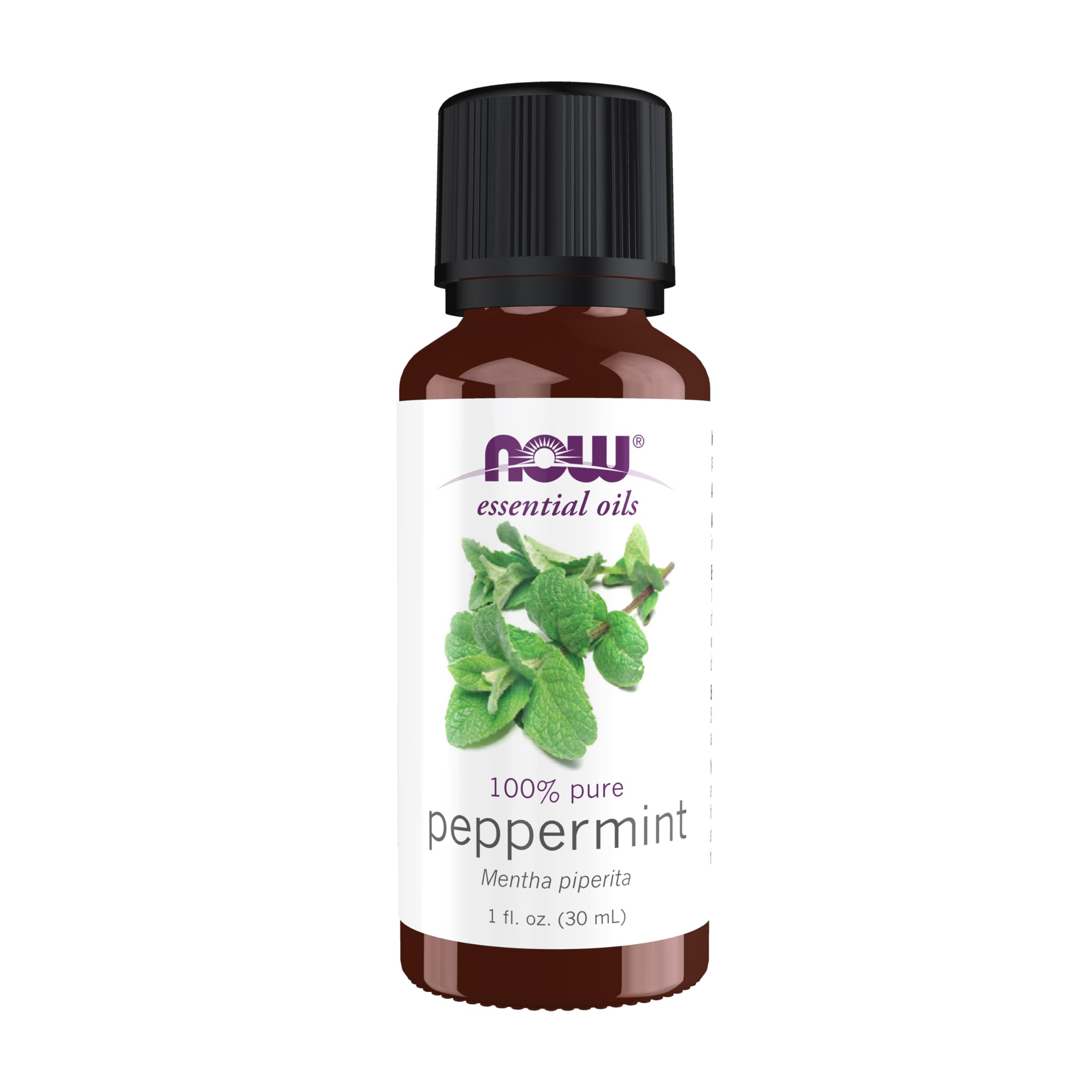 NOW Foods Peppermint Oil bottle pour for energizing diffusers