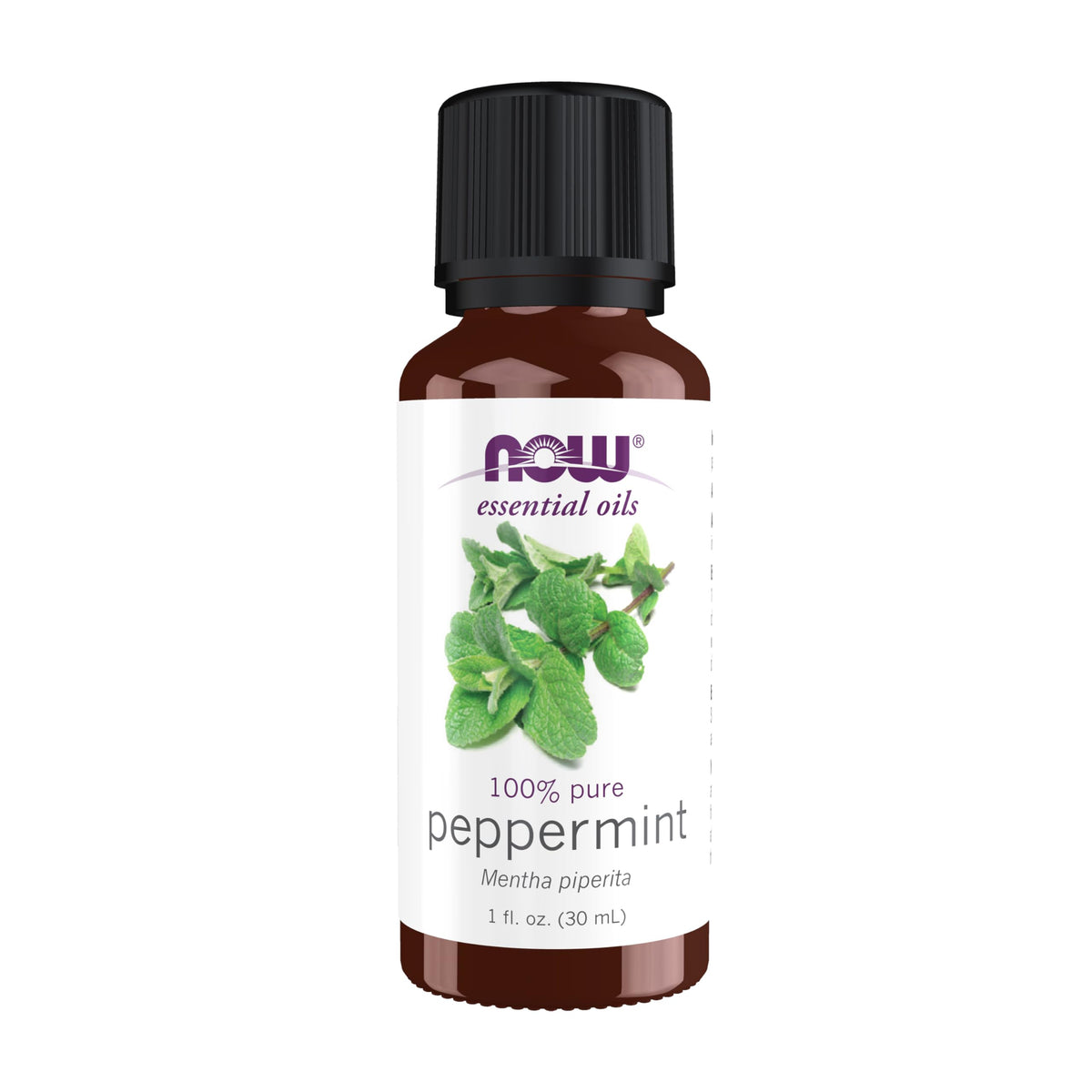 NOW Foods Peppermint Oil bottle pour for energizing diffusers