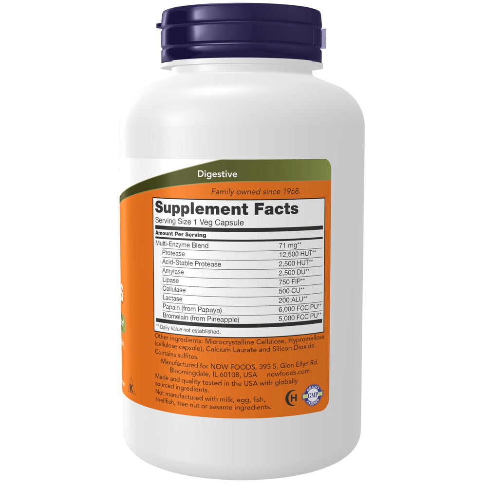 NOW Foods Plant Enzymes protease capsules aid protein breakdown for comfortable digestion