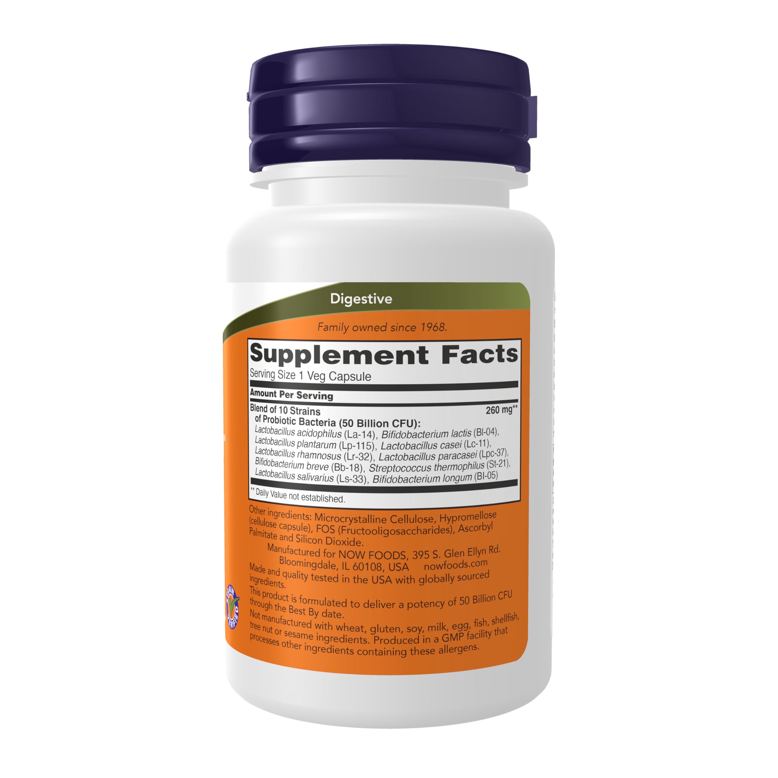 NOW Foods Probiotic-10 capsules closeup for easy daily probiotic intake