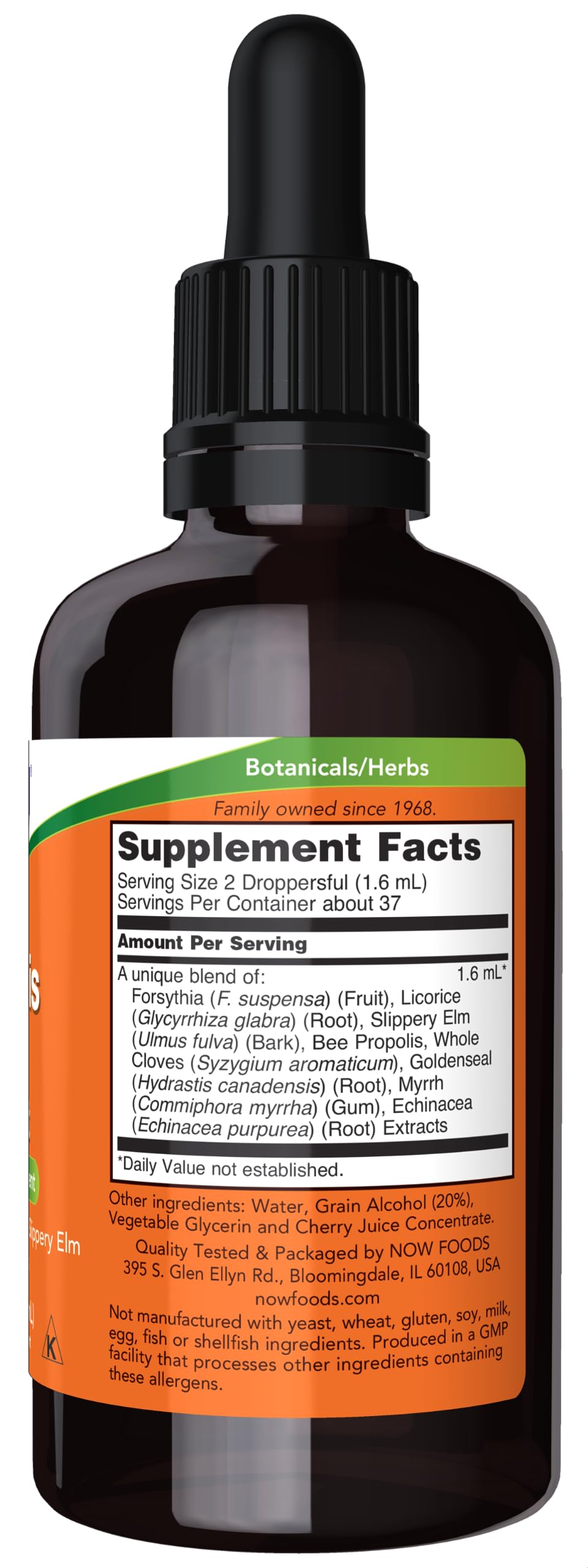 NOW Foods Propolis Plus ingredients image featuring licorice and forsythia.