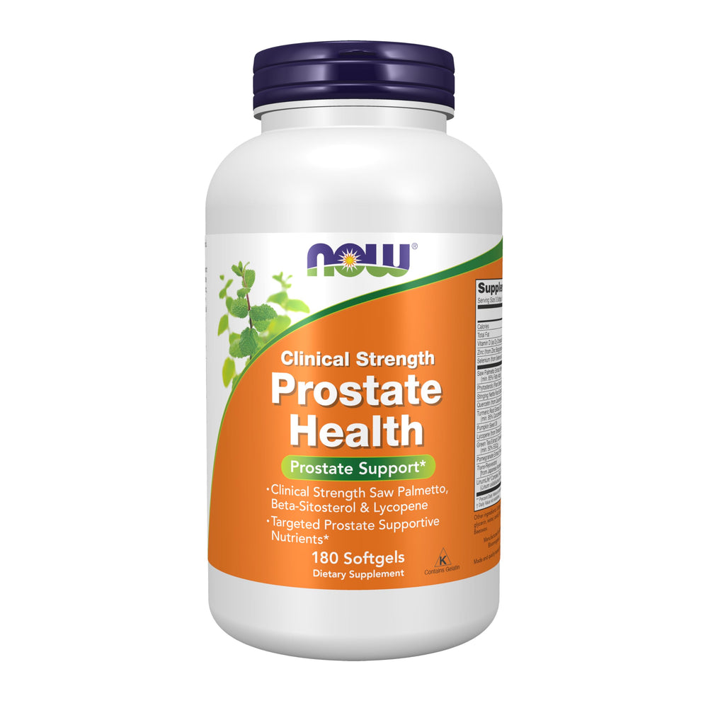 NOW Foods Prostate Health bottle with softgels supporting daily wellness