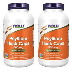 NOW Foods Psyllium Husk 500mg bottle with 500 capsules for daily fiber support