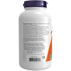 NOW Foods Psyllium Husk bottle being poured into a glass for mixing
